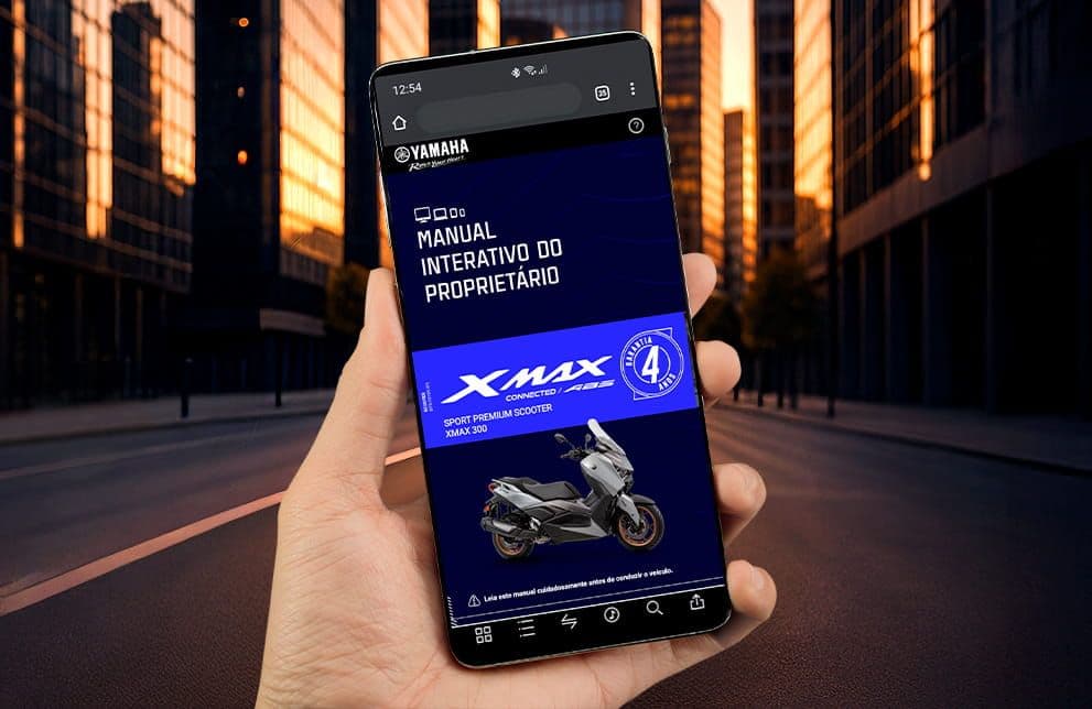 Manual Interativo do Proprietário Yamaha em dispositivo móvel