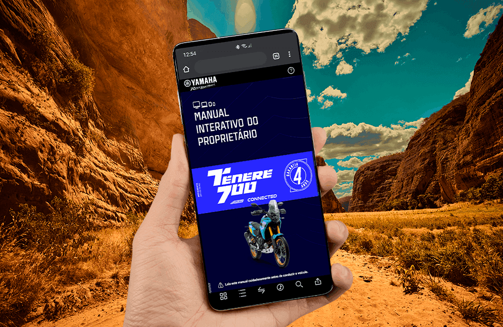 Manual Interativo do Proprietário Yamaha em dispositivo móvel